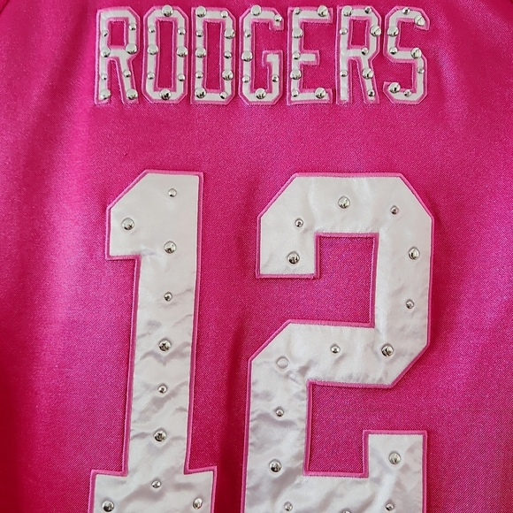 Misses  XXL Pink V-Neck NFL Aaron Rodgers #12 Green Bay Packers Jersey - Picture 5 of 10